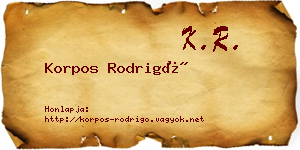 Korpos Rodrigó névjegykártya